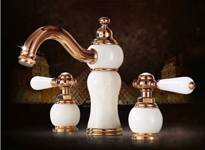 Tours Dual Handle Rose Gold Bathroom Sink Faucet